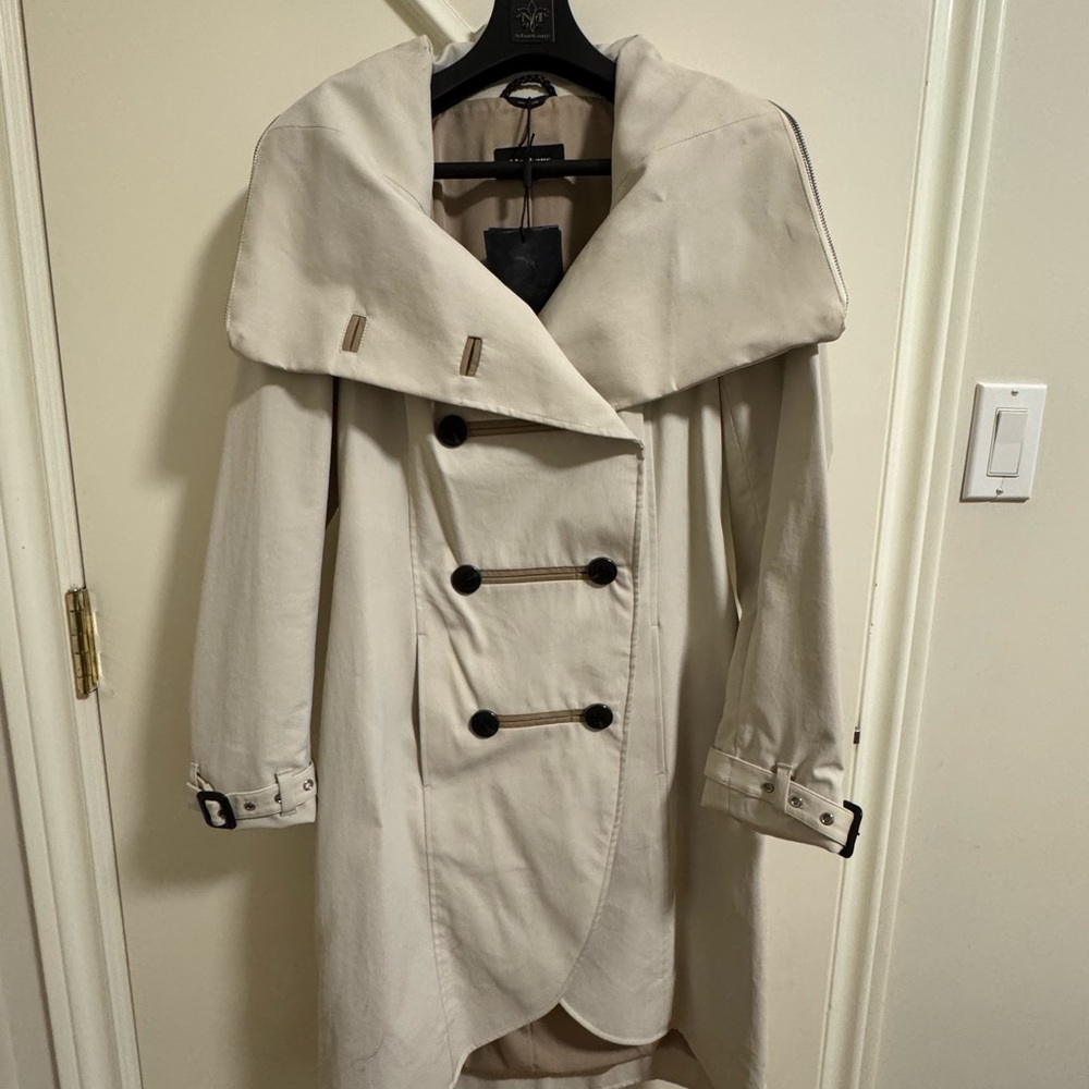 Mackage Cream Double-Breasted Trench Coat